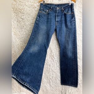 Vintage Y2K Levis 501 Jeans 35x34 Faded Dark Wash Blue Denim 2005 Actually 33x32